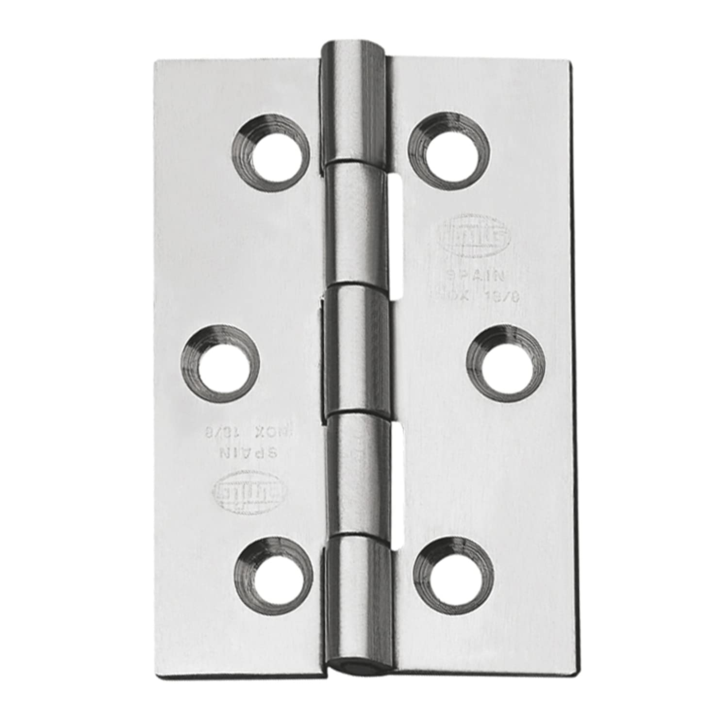 Amig - Lot de 2 charnières fixes sans bords | 60 x 50 mm | Modèle 2002 | Acier inoxydable 18/8 | Canto carré | Installation et utilisation faciles