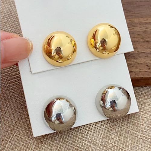 Half Ball Dome Stud Earrings for Women Gold Plated Hypoallergenic Nickel Free Polished Round Post Pin Studs Minimalist Simple Fashion Mother's Day Birthday Jewelry Gifts4