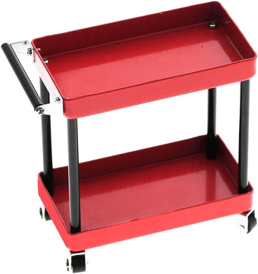 Generic Tool Cart, Compatibile Tool Cart Shelf Easy to Assemble Durable with Wheels for Workshop Garage for RC Accessories for 1/8 1/10 1/12 1/1(red)'