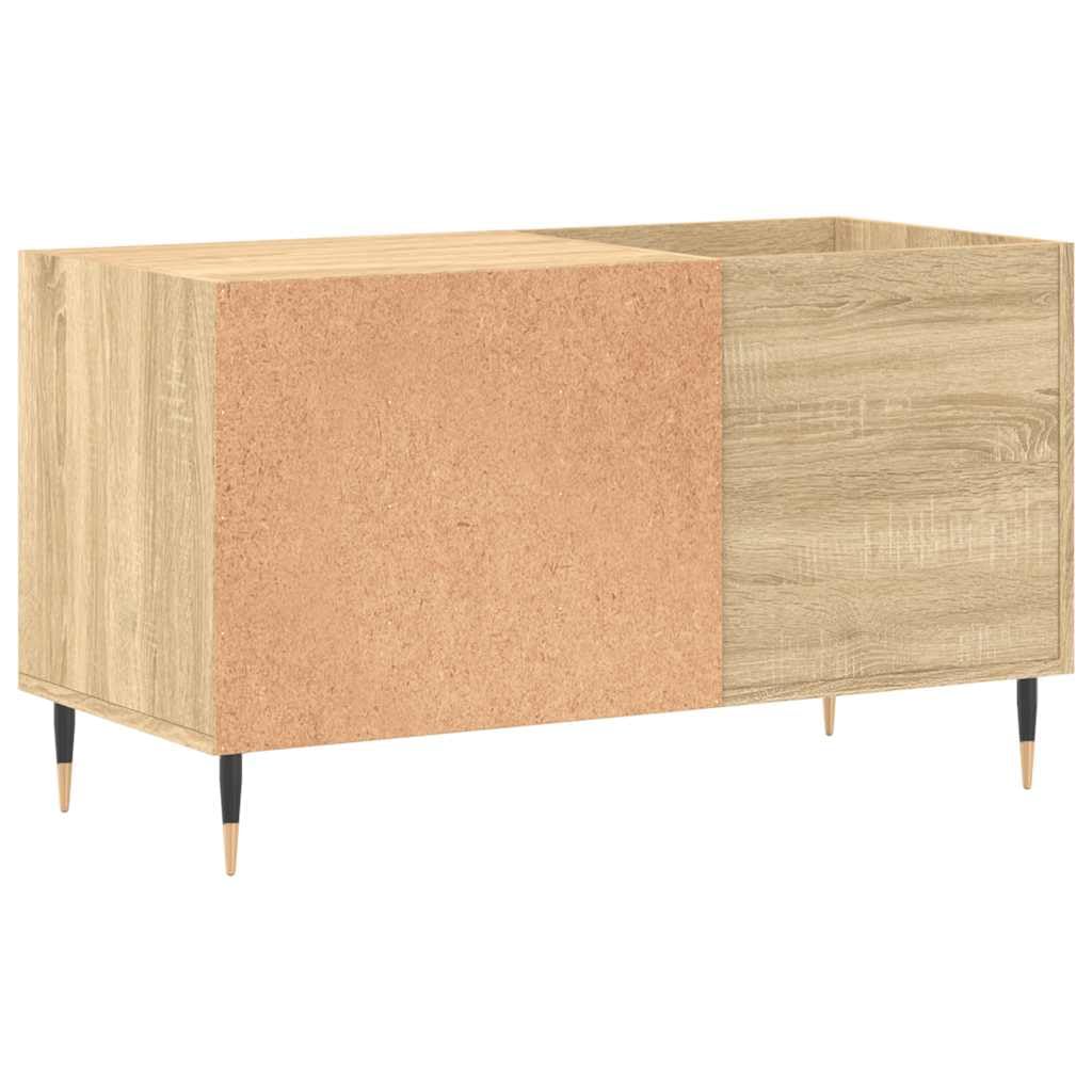 Mangloder - Armadietto per dischi in rovere Sonoma in legno e ferro, 85 x 38 x 48 cm, con molto spazio per dischi in vinile, per soggiorno, home theater e gaming