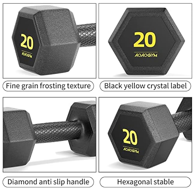 Hex Dumbbells PVC Encase Coating Free Weight Dumbbell Set for Strength Training, Home Gym Fitness and Full Body Workout