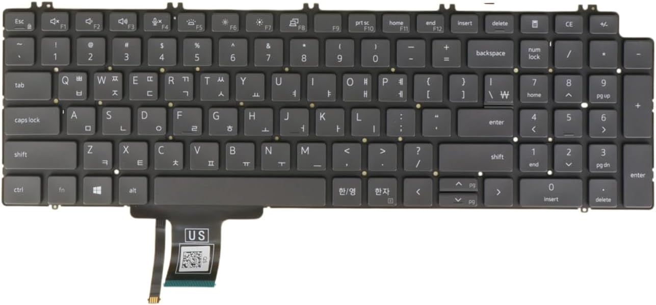 Laptop Replacement Keyboard for Dell Precision 7550 7560 7750 7760 P44E P93F, Gray Black, Without Palmrest Cover (US English Layout, No Backlit)