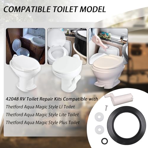 Image of 42048 Waste Ball Drive /Waste Ball Drive Arm Kit Compatible with Thetford Aqua Magic Style Lite, Style II, Style Plus Toilet(Include Closet Flange Seal, Drive Arm, Screw,Plastic Rings)