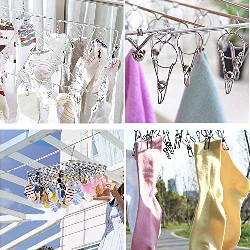 Seropy Clothes Drying Rack 52 Clips Folding Laundry Drying Rack, Stainless Steel Clip and Drip Hanger Sock Hanger Clothes Hangers for Drying Socks, Bras, Towel, Underwear, Baby Clothes