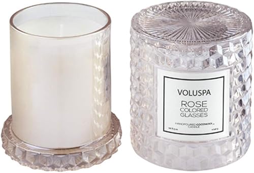Miniatura 3 de Voluspa Vela de cristal con textura de color rosa con forma de Cloche 85 onzas