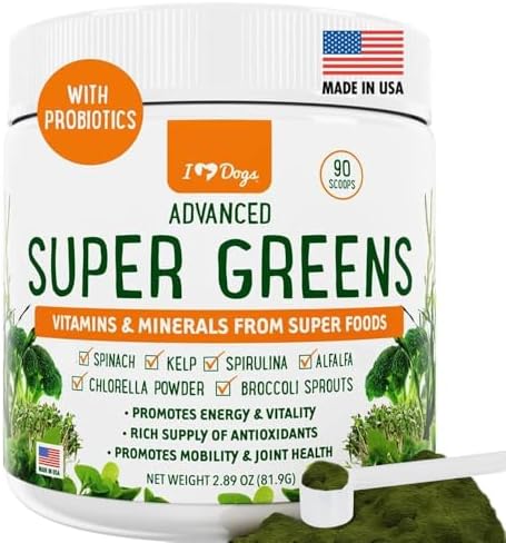 iHeartDogs Super Greens for Dogs with Broccoli Sprouts & Spirulin...