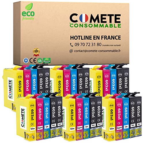 COMETE 603 XL 30 Cartouches d'encre Compatibles avec EPSON 603 XL 603XL Etoile de Mer pour Imprimante Epson XP-2155 XP-2100 XP-2105 XP-3100 Workforce WF-2810 WF-2830 - Noir + Cyan + Magenta + Jaune Cover