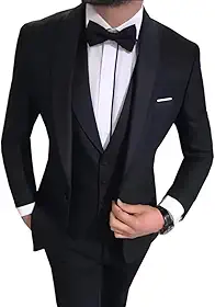 Conjunto de smoking masculino premium de 3 peças, gola xaile contrastante, ajuste justo, terno formal para casamento, jantar e ocasiões especiais