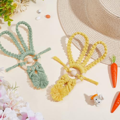 BEUNITONE Kit de 8 conjuntos de macramê de coelhinho da Páscoa com instruções passo a passo, kit de