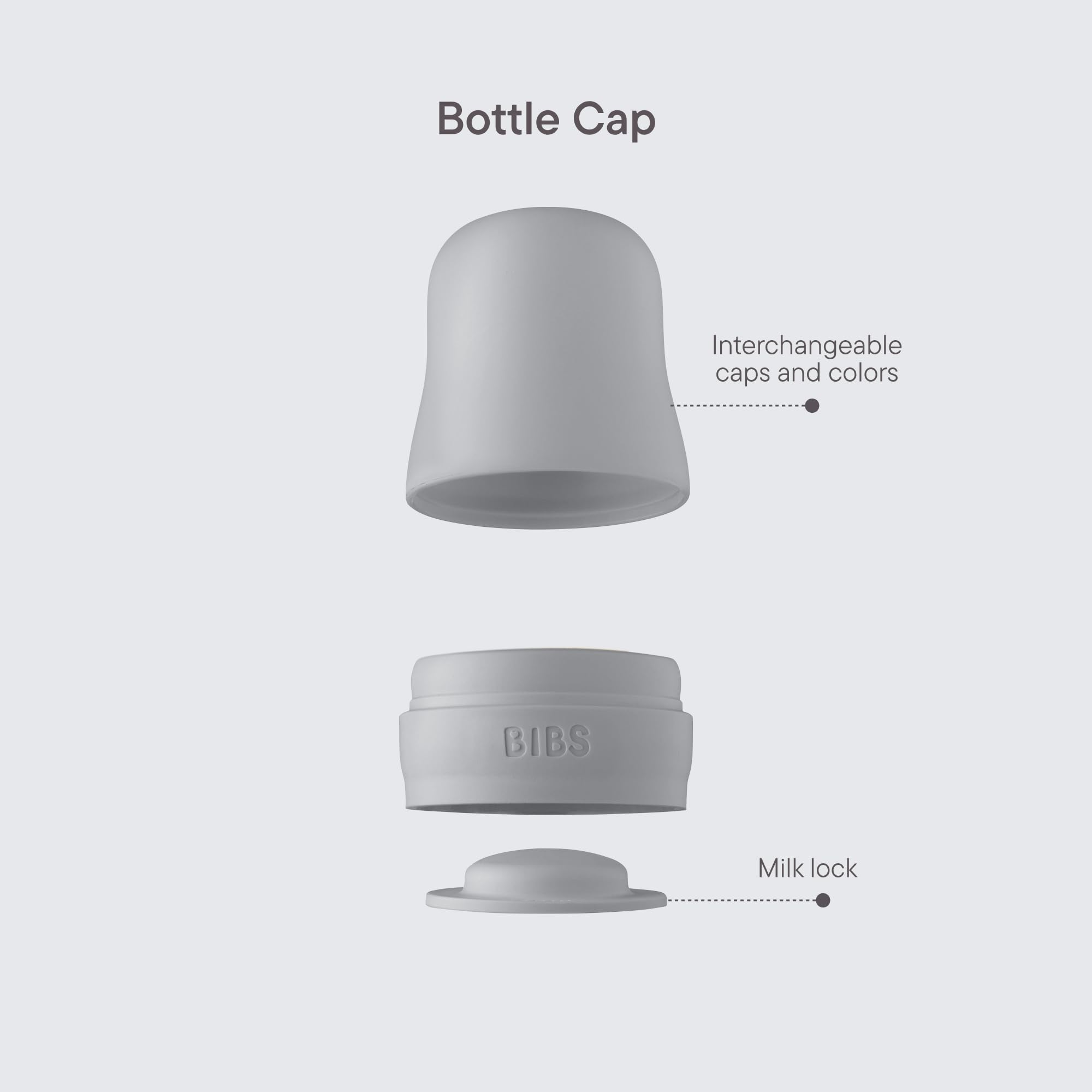 Set di tappi per biberon BIBS - Senza BPA, include tappo, chiusura di sicurezza e tappo a vite - Compatibile con i biberon BIBS (acquistabili separatamente) - Iron