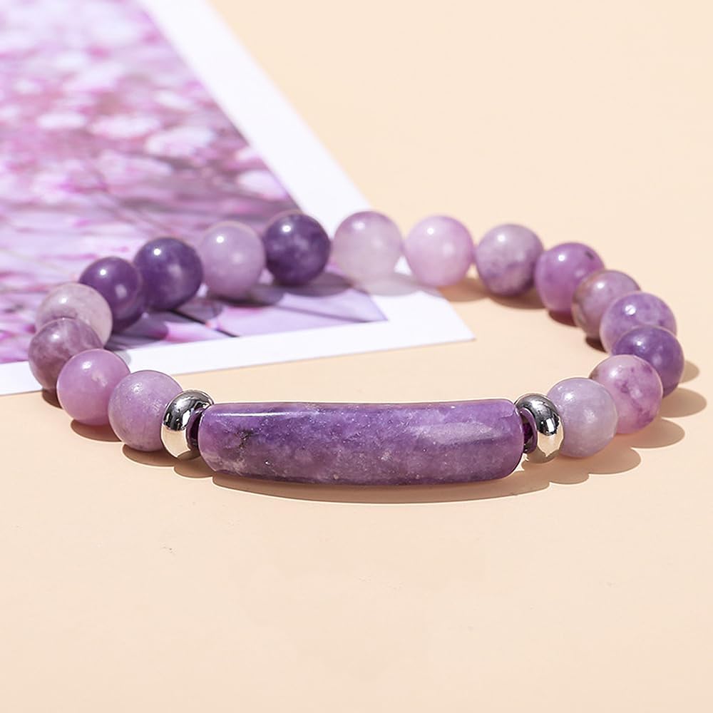GIGB PBDK Good Luck Energy Chakra Stone Beaded Bracelet for Women,Simple Purple Quartz Natural Crystal Jewelry Accessories,Link Stretchable Bracelet Gifts - Image 7
