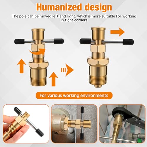 Image of 4 Pcs Angle Stop Wrench Kit Plumbing Tool, Olive Ring Removal Tool with Diameter of 1 /2 inch, 3 /4 inch, Compression Sleeve Puller for 1 /2 inch Compression Fitting, Install Angle Stop Nut(Olive,Black)
