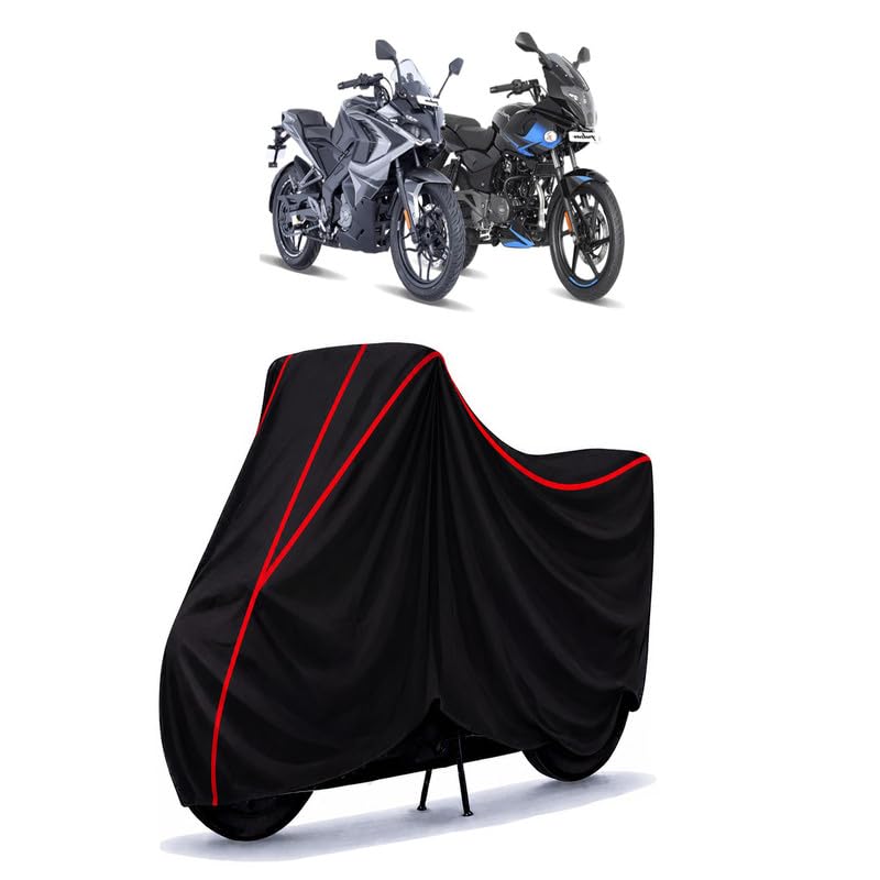Image of Bajaj Pulsar 180 NS BS6 Water Resistant Bike Cover for All Motorcycles & Rain | Heavy Duty Taffeta Fabric | UV Protection, Dustproof, Scratchproof | All Weather Two Wheeler Cover with Elastic Bottom