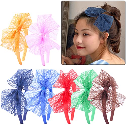 Alamnofu 10Pcs 80S Lace Headbands 80S Costumes For Women Girls Neon Lace Headband Bulk Outfits Party Accessories #TOP4