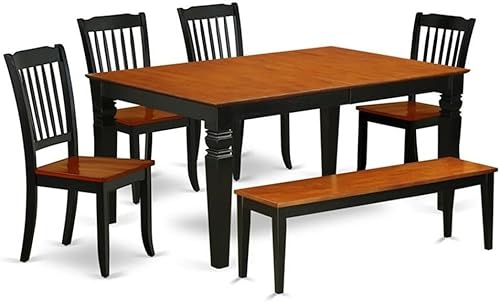 Miniatura 10 de East West Furniture WEDA7-LWH-W - Juego de mesa y sillas de cocina de 7 piezas consta de una mesa de comedor rectangular con hojas de mariposa y 6