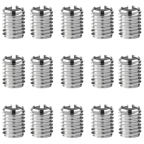 LNSYSNS 15 Piezas Casquillos Roscados, Inserto de Rosca M8 a M6, Plateado Casquillo Roscado de Acero Inoxidable, 10 mm de Largo, Apto para Muebles, Automóviles e Ingeniería Mecánica