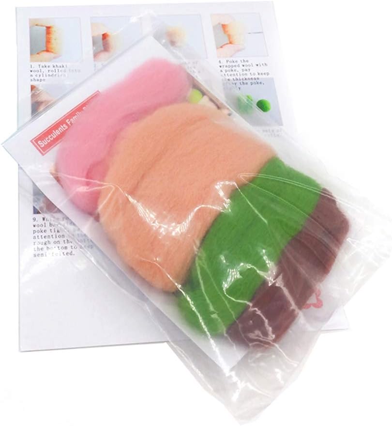 Artec360 Needle Felting Kit Wool cactus Felting Supplies Succulent Plants Felt Kits Original Pure Wool DIY Raw Material Package Small Flowerpot Decorations Potted Plant (Echinopsis tubiflora-C)