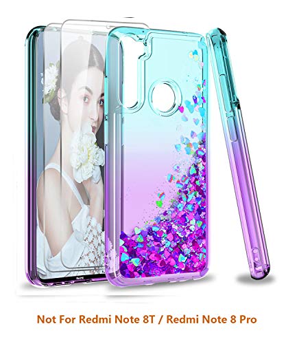 LeYi Funda Xiaomi Redmi Note 8 Silicona Purpurina Carcasa con [2-Unidades Cristal Vidrio Templado], Transparente Cristal Bumper Gel TPU Fundas...