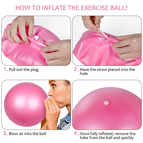 Foto von flintronic Gymnastikball Kleiner Pilates-Ball, 25cm Soft Yoga Ball, mit aufblasbarem Strohhalm, Anti-Burst-Übungsball für Yoga, Pilates, Balance, Physiotherapie, Stretching und Core-Fitness
