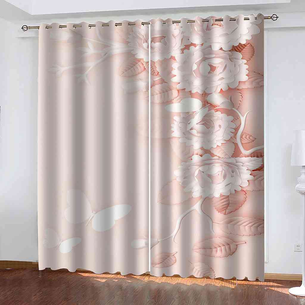 Rideau de fenêtre imprimé papillon de vigne pour une décoration de chambre douce