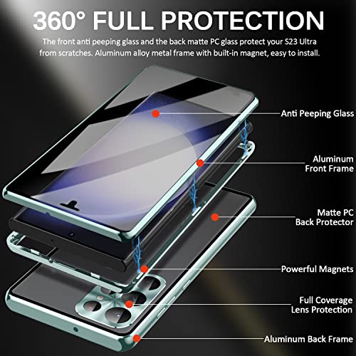 Miimall Capa para Samsung Galaxy S23 Ultra com protetor de tela de privacidade, capa S23 Ultra com p