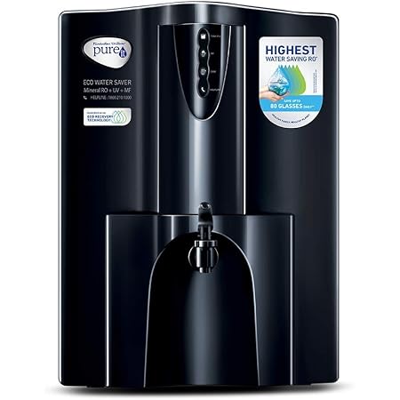 HUL Pureit Eco Water Saver Mineral RO+UV+MF wall mounted/Counter top Black 10L Water Purifier