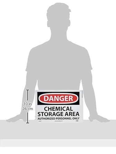 Miniatura 4 de NMC D240PB DANGER - Área de almacenamiento químico – Solo personal autorizado – 14 pulgadas x 10 pulgadas. Cartel de peligro de vinilo PS con texto