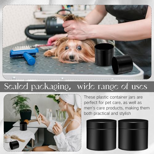 Image of Patelai 4 Pcs Plastic Jars Wide Mouth with Lids,6 Ounce,Pure Black | Travel Size for Creams Oils, Clear Round Storage Cosmetics Containers, Leak Proof Screw on Lids for Makeup Beauty DIY