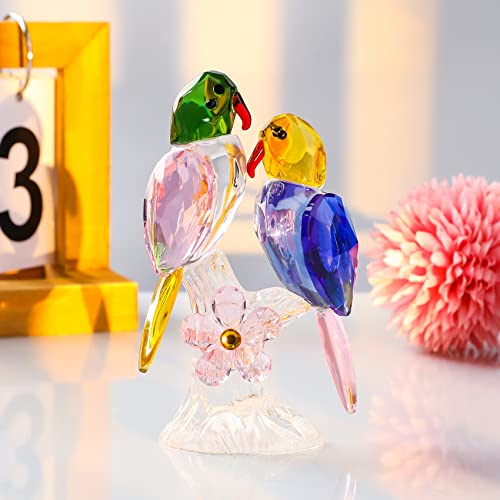 Movdyka Glass Love Birds Collectible Figurine Gifts for Couples on Wedding Crystal Animal Ornament for Home Decor Handmade 4.3in. Lovebirds for Her On Anniversary Christmas - Image 2
