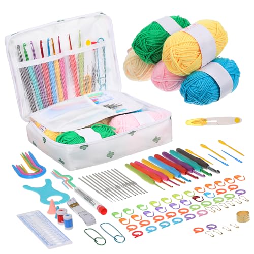 Kit de crochet débutant pochette de rangement et fils de coton