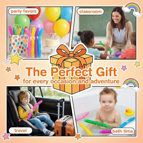 20 Stück pop Tubes, Mini Pop Röhrchen, Sensorik Spielzeug, Bunte rohre Kinder Stretch, pop röhren sensorik Spielzeug, pop Tube, sensorische Spielzeug für Kinder und Erwachsene(Ø 1,2 & 1,9 cm)