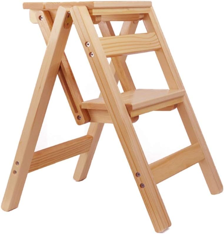 Step Stool 2-Step Ladder 3-Step Ladder 4-Step Ladder, Wood Stepladder for Indoor Folding Stepladders Multi-Function Flower Stand Step Ladder/B/56X42X66Cm