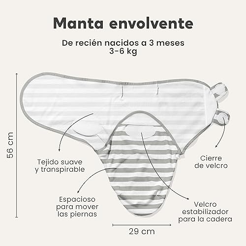 CuddleBug – Cobertor ajustável para bebé (3 unidades, tamanho pequeno/médio, 0-3 meses)