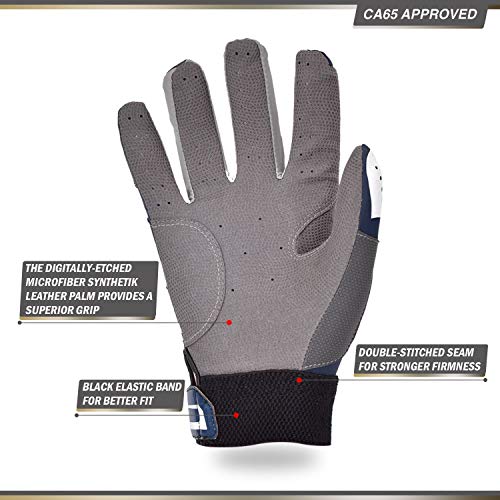 image for Vgo... Men Baseball Batting Gloves Breathable Super Grip Synthetic Lea