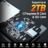 CFexpress Type B Reader & SD Card Reader USB 3.1 Gen 2 10Gbps CFexpress Card Reader Portable Aluminum CFexpress Memory Card Adapter Thunderbolt 3 Port Connection Support Android/Windows/Mac OS
