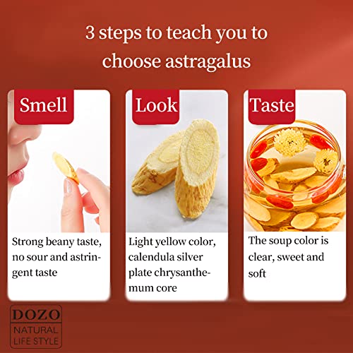 Dozo Astragalus Root Huang Qi Slices 300G/10.5Oz Wild Astragali Radix Premium Astragalus Root Sliced Nourishing Food Sulfur-Free 黄芪 正北黄芪 #TOP3