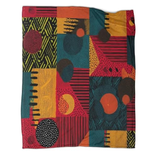 kaiyun Estampado Africanos Manta Suave Y Cómoda Impresa En 3D Patrones de Colores Brillantes Colcha Patchwork Adolescente Y Adultos Estampada Adecuada para Cama Y Sofá 80x90inch(200x230cm)