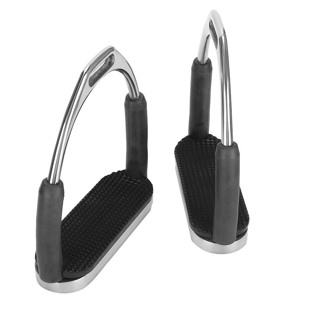Estribos para Caballos de 2 uds, estribos para Montar a Caballo de Acero Inoxidable Flexibles Negros para Adultos