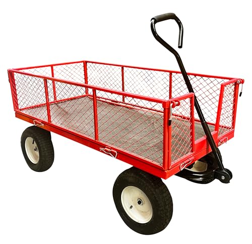 BTC806 Heavy Duty Platform Truck with Sides & Pneumatic Tyres - 450kg Capacity | Folding Flat Bed Trolley for Industrial Use, Warehouse & Garden Transport