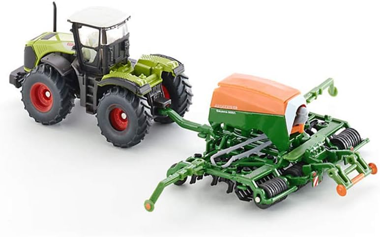 Siku 1826, Class Xerion Tractor with Amazone Cayenna 6001 Seeder, 1:87, Metal/Plastic, Green, Opening Filling Flap on Seeder