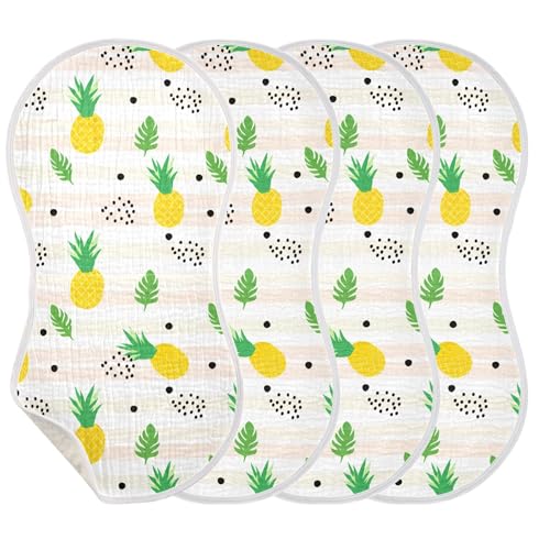 xigua Yellow Pineapples Muslin Baby Burp Cloths Set of 1, Super Soft & Absorbent Burping Rags, Cotton Burp Clothes Shower Gift for Newborn, Baby Girls and Boys3