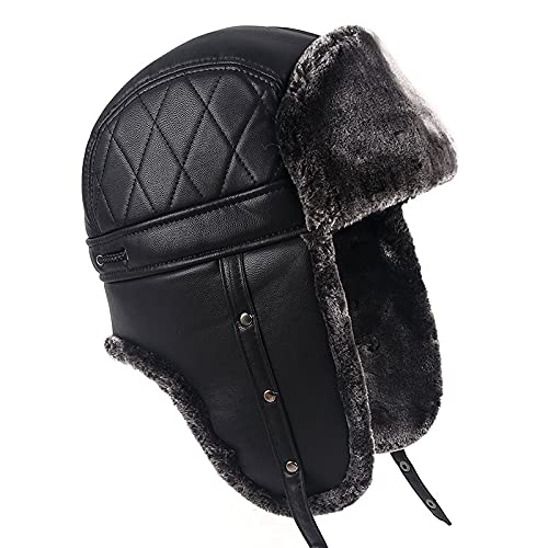 Amazon.co.jp: ロシアのクマの毛皮の帽子, 防寒革パイロットキャップ 
