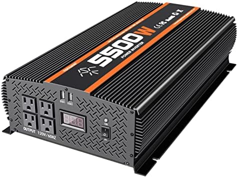 TVNIKD 5500 Watt Inverter Power Inverter of Modified sine Wave Truck RV Solar Inverter dc to ac 12V to 110V Inverter for Truck RV semi Truck Vehicle Off Grid Solar Power Converter with LCD Display
