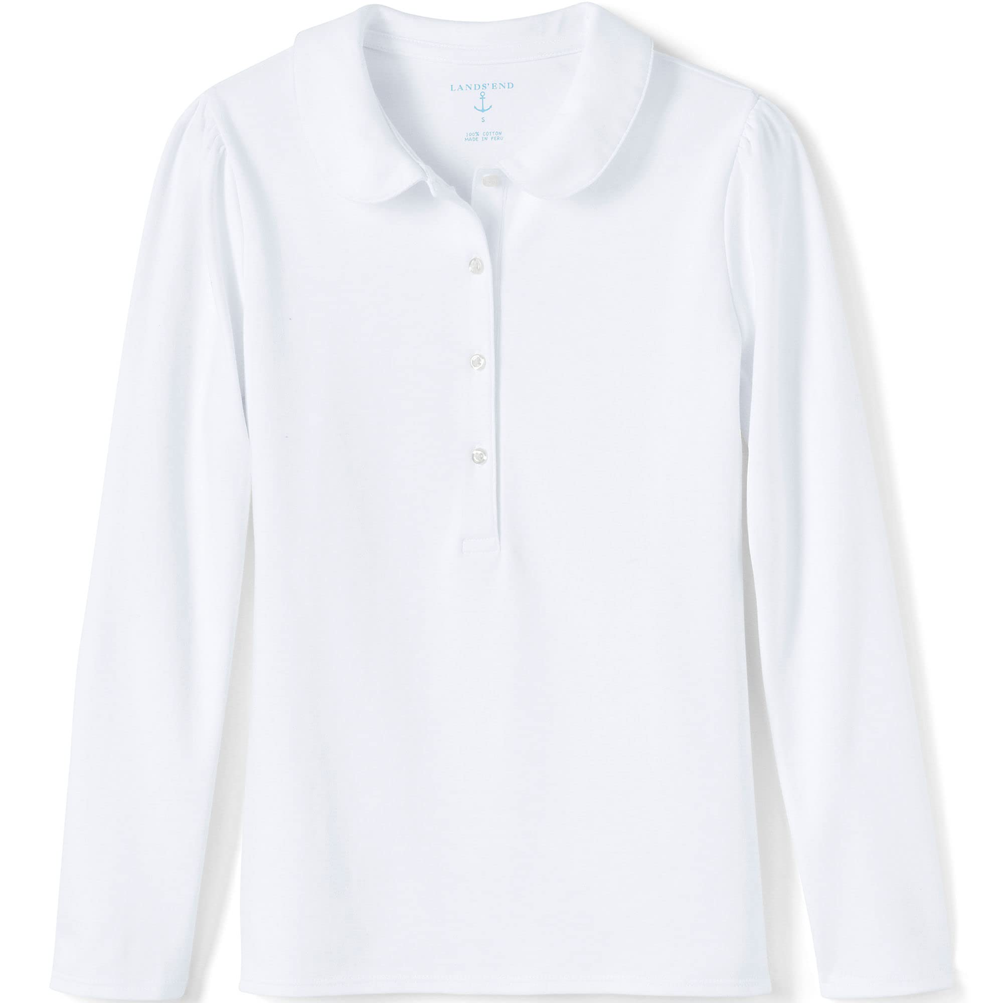 Lands' End Girls Long Sleeve Peter Pan Collar Polo Shirt