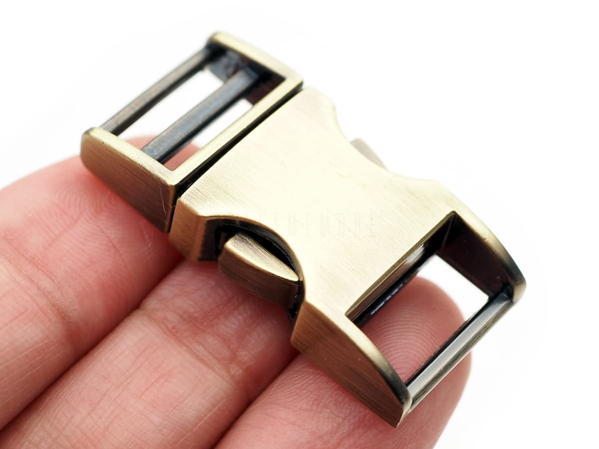 CRAFTMEMORE 1/2 inch Metal Curved Side Release Buckle Clip Lock for Belt Paracord Bracelet Pet Collar Pack of 5