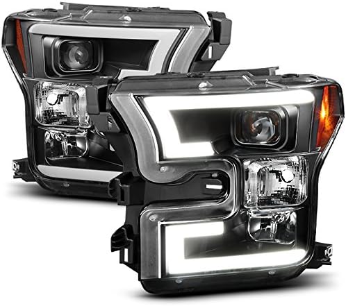 AKKON - For 15-17 Ford F-150 F150 [Factory LED DRL Tube Type] Black Bazel Projector Headlights Lamps