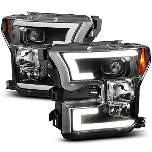 AKKON - For 15-17 Ford F-150 F150 [Factory LED DRL Tube Type] Black Bazel Projector Headlights Lamps