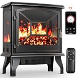 Silonn Electric Fireplace Heater,5300 BTU Portable Fireplace with App & Remote,24″/60cm Electric Corner Fireplace Low Noise with 5 Brightness Levels,Temp Control & Timer for Living Room,Bedroom