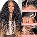 Dokihis 13x6 Deep Wave Lace Front Wigs Human Hair 30 Inch 200 Density HD Lace Frontal Glueless Wigs Human Hair Pre Plucked Deep Curly Wig with Baby Hair Natural Black