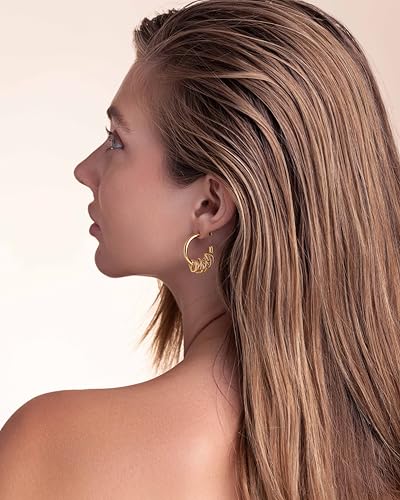 18K Gold Chunky Curve Twisted Knot Open Hoop Statement Stud Earrings for Women by SNGIA, Handmade Dangly Spiral C Shaped Braided Formal Trendy Huggies Hoops Jewelry Gifts, Teardrop Circle Geometric Shell Beachy Summer Vacation Fashion Hanging Earrings Accessories, Vintage Retro Thick Bohemian Nickle Free Circular Sun Dangle Earrings.4